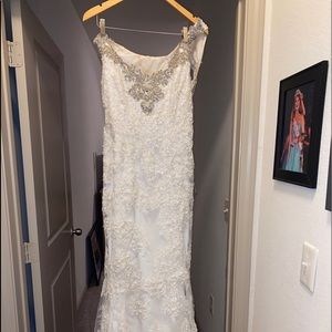 Antique lace beaded gown.